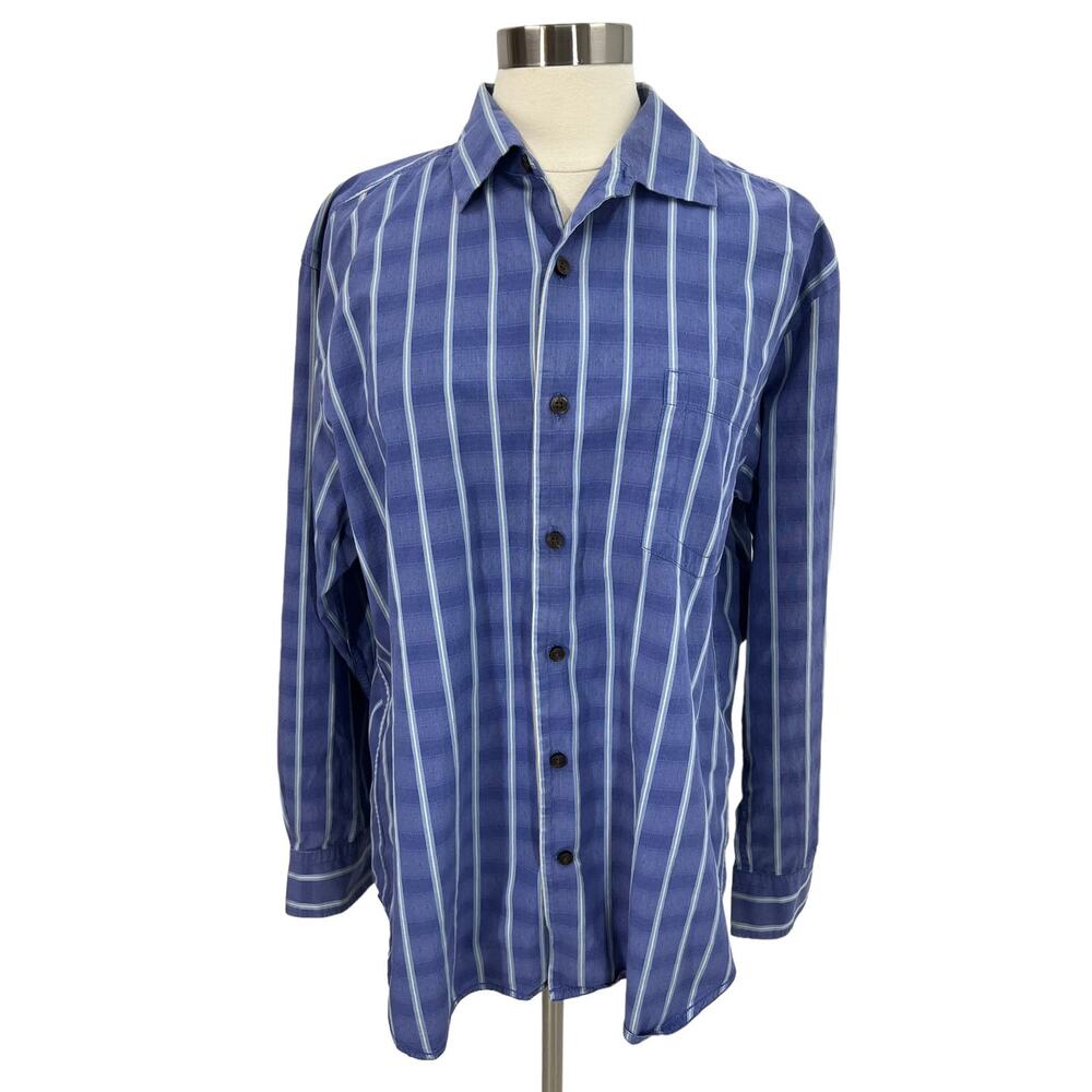 TOMMY BAHAMA Silk / Cotton Striped Button Up Shirt SZ LG